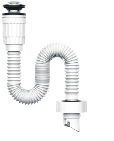 Flexible Waste Pipe, Washbasin Drainage Pipe With Silicone Seal, Resistant Anti-Odor Plumbing Fitting For Kitchen And Bathroom Sinks(white-S)