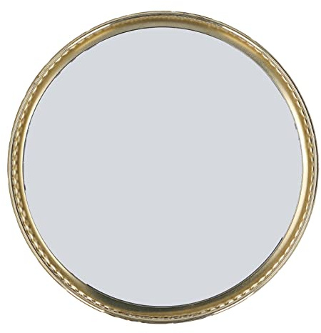 RASTKY Grande Vassoio Decorativo Geometrico in Ferro Rotondo con Specchio Rotondo per Trucco, Bagno, Casa, Profumo Dorato, Vassoio per Ufficio, Caffetteria, Ristorante, Bar, Metallo Lucido