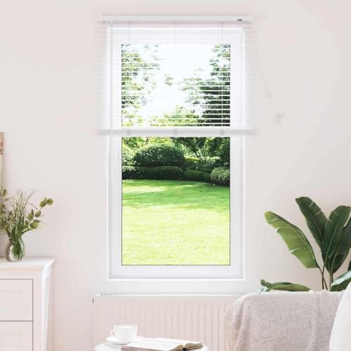 Rollo zum Klemmen, Fensterjalousie mit Vorhängen Weiß Aluminium Verdunkelungsrollo Dachfenster für Fenster und Türen