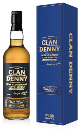 Clan Denny Islay Single Malt Scotch Whisky – Peated Smoky Islay Whisky, Small Batch, Smooth Citrus & Sweet Peat, Independent Bottler, Gift Carton, 40% ABV (70cl)