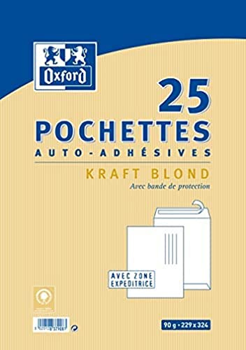 Oxford Umschläge, haftklebend, Kraftpapier, Braun, 25 Stück