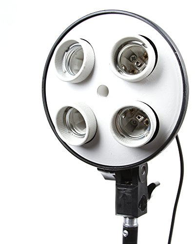 foto4easy E27 Four Socket Multi-Holder Studio Tricolor Light Bulb Lamp Head 4-in-1
