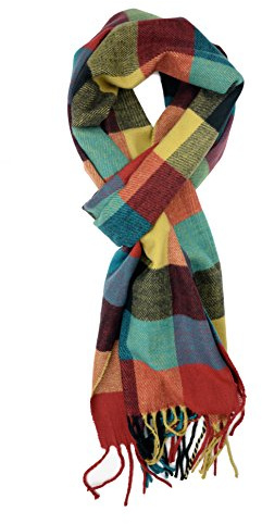 Plum Feathers Super Soft Luxurious Cashmere Feel Winter Scarf (Yellow-Burgundy-Turquoise)