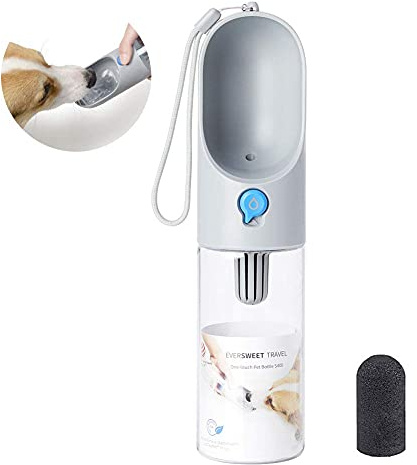 PETKIT Eversweet Borraccia per Cani Portatile, One-Touch Bottiglia da Viaggio per Cani,Senza BPA,Antibatterico,Adatto per Escursioni e Campeggio,400 ml(Grey)
