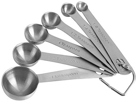 6PCS Cuillères à mesurer doseurs en acier inoxydable set Cuillères doseuses outil cuisine ingrédients 0.62-15ml