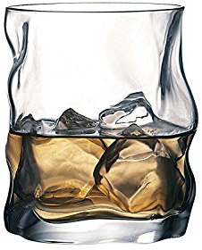Bormioli Rocco Sorgente Doppelwhiskygläser - Moderne Zerfurchter Wasser-Saft-Cocktail Tumblers - 420ml - Packung mit 6