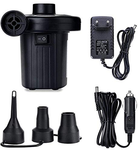 ZStarlite - Pompa ad aria elettrica, portatile, per materassi gonfiabili/deflettore per piscine, barche, giocattoli gonfiabili o campeggio, con 3 accessori, 240 V AC / 12 V DC