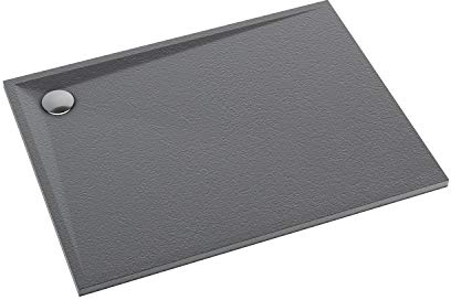 Sellon24® Duschtasse Duschwanne Acrylwanne Acrylschürze Stabilsound® walk in flach Anthrazit 90x100x3