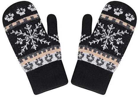 ITODA Strickhandschuhe Damen Wollhandschuhe Damenhandschuhe Winter Fäustlinge Handschuhe Mädchen Fausthandschuhe Kaschmir Strickhandschuhe Schneeflocke Winterhandschuhe Gestrickte Thermohandschuhe