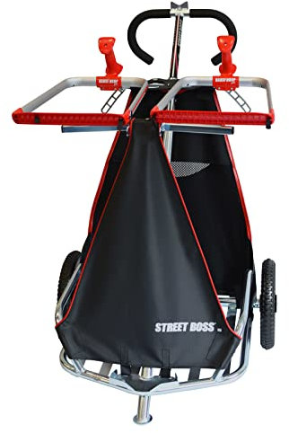 The Helping Hand Company Street Boss Litter Picking Barrow, Mobile Litter Segregation and Recycling Litter Picking Cart, Heavy Duty and Lightweight Rubbish Collection with Dual Bin Bag Opener Hoop