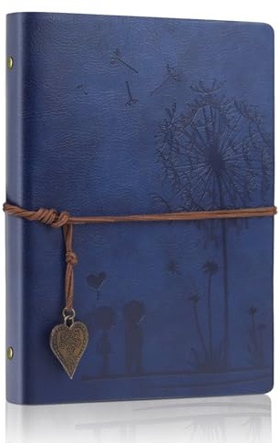 Aomiduo Carnet de Voyage A5 en Cuir Vintage, Carnet de Notes Réutilisable pour Croquis et Dessins, Cahier Vierge Bleu 21x14.5cm