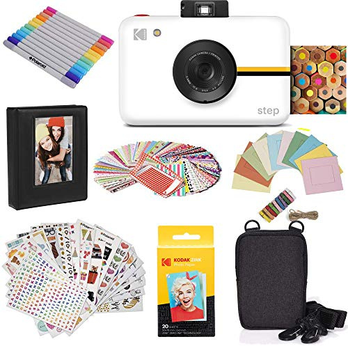 KODAK Step Appareil photo instantané numérique avec capteur d'image 10MP, technologie ZINK Zero Ink (Blanc) Pack cadeau