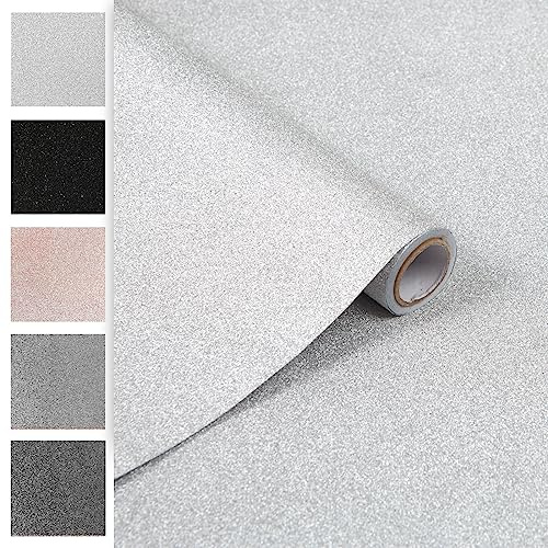 DecoMeister Klebefolie Möbel 45x150 cm | Selbstklebende Möbelfolie Glitter | Klebefolie für Möbel - einfache Anwendung und stilvolle Umgestaltung | Glitzer Silber