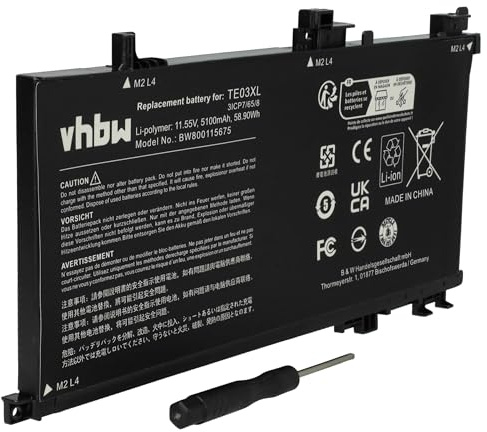 vhbw Akku kompatibel mit HP Pavilion 15-BC011NM, 15-BC013UR, 15-bc014ng, 15-BC014NL Notebook (5100mAh, 11.55V, Li-Ion)