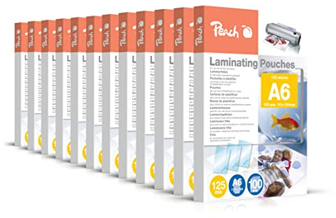 Peach Laminierfolie A6-125 mic - 12x100 pouches - glänzend - Premiumqualität für beste Laminierergebnisse - kompatibel mit Geräten aller Markenhersteller - PP525-0412A