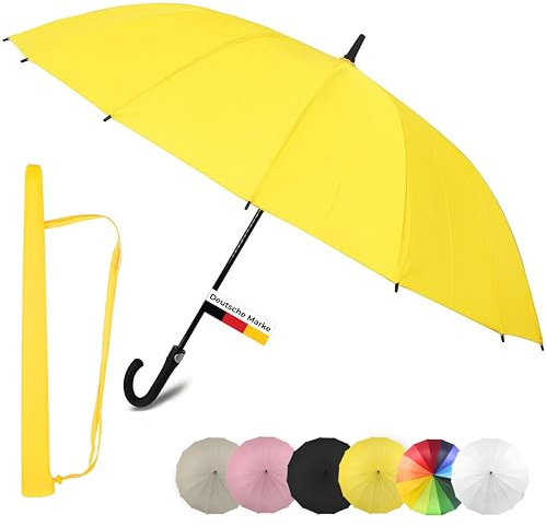 Sternenfunke Regenschirm gelb XXL 120 cm, sturmfest, Automatik, groß | Gelber Regenschirm Automatik, Stockschirm für Herren und Damen, Partnerschirm, Regenschirm zum Umhängen