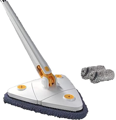 360 Degree Rotatable Adjustable Triangle Cleaning Mop, Rotatable Adjustable Cleaning Mop, Baseboard Cleaner Tool with Handle