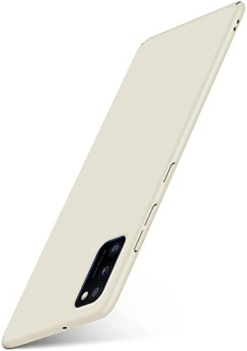 moex für Samsung Galaxy A41 Hülle Ultra Dünn, Schutzhülle mit erhöhtem Kameraschutz, Slim Cover Hardcase Backcover, Dünnste Handyhülle Minimalistisch Alpha Case, Creme