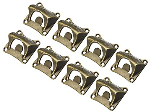 sourcing map 8pcs Wall Mounted Bottle Opener, 2.5 x 2.2 Cast Iron Wall Mount Beer Bottle Opener Kitchen Bars Tools for Bartender or Home Use, Bronze