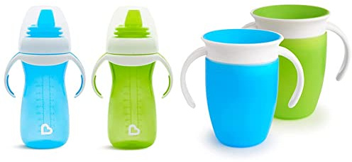 Munchkin Gentle Transition Baby Cup, Babies & Toddler Sippy Cups with Handles & Lids & Miracle 360 Sippy Cup, Trainer Toddler Cup, BPA Free Baby & Toddler Cups w.Handles, Non Spill Cup