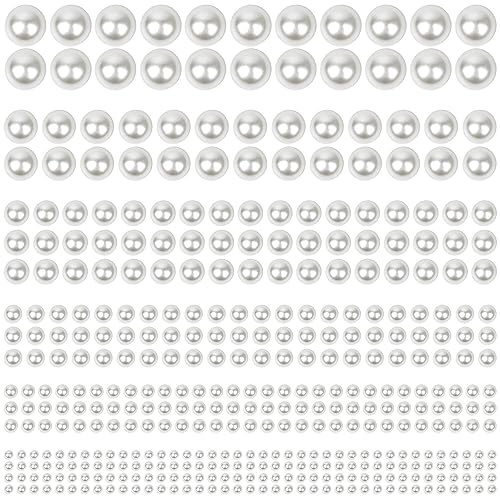 1980Pcs Self Adhesive Pearl Stickers, Shynek Hair Pearls Stick on Gems for Hair, Face, Makeup, Eye, Nail, Crafts, Assorted Sizes(Ivory White)