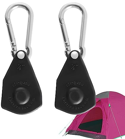 Polea ajustable y pesada para tienda de campaña, amarres ajustables | tensor de cuerda de bloqueo de cuerda para tienda de campaña, polea resistente al viento de 1/8 pulgadas para sombrilla al aire
