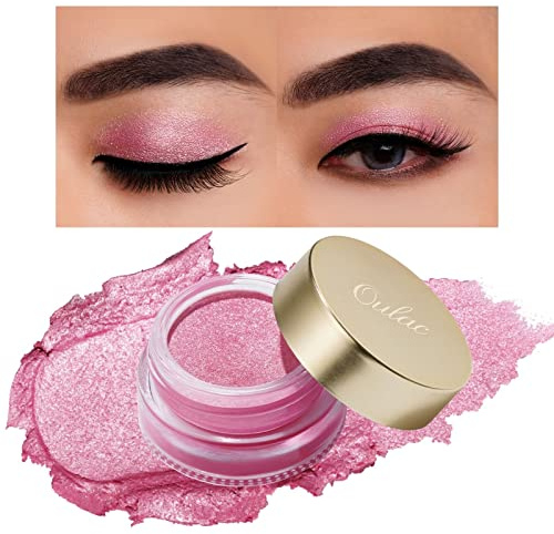 OULAC Fard a Paupiere Creme, Paupiere rosa paljett, håller smink i 12 timmar +, svettbeständig, veckbeständig, vegansk | 06 g (11) Sweet Pea