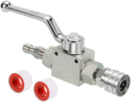 PATIKIL High Pressure Washer Ball Valve Kit, Stainless Steel Washer Hose with Tapes 1/4 Inch Quick Connect for Power Washer Hose, 4500 PSI Pressure