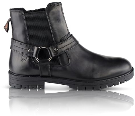 Silver Street London Botas de motociclista Montague de cuero con hebilla al tobillo para hombre, Black, 8 UK/42 EU