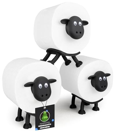 LAYERSMITH® Lot de 3 porte-papierpapier et porte-toilette en forme de mouton - Empilables - Pour rouleaux de 42 mm - Décoration et cadeau