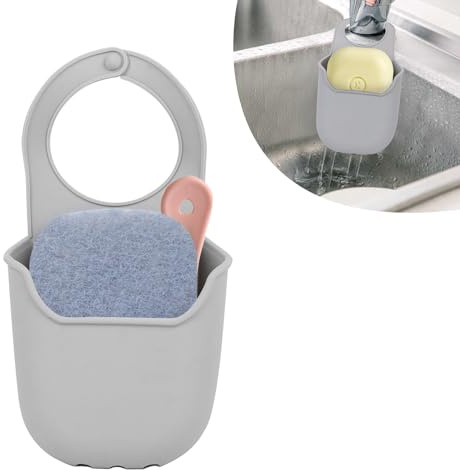 Minicoco Kitchen Sink Sponge Holder Caddy - Hanging Storage Basket Organizer for Draining - Portable Accessories
