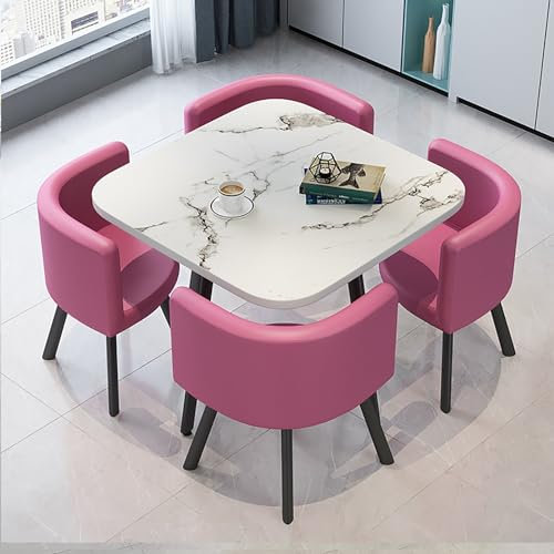 Esstisch Und Stühle 4 Set, Konferenztisch Und Stuhl Kombination, Platzsparend KüChenmöBel Set, Büro-Empfangsraum-Clubtisch, Verhandlungstisch, Besprechungstisch, Für Esszimmer Küche Wohnzimmer ( Color