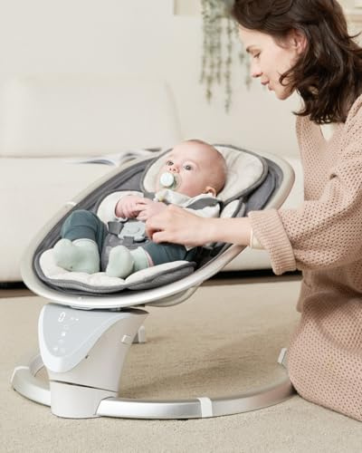 Baby Swings for Infants, Electric Infant Swing with 5 Speeds 10 Lullabies, Portable Baby Swing for Newborns Boys Girls