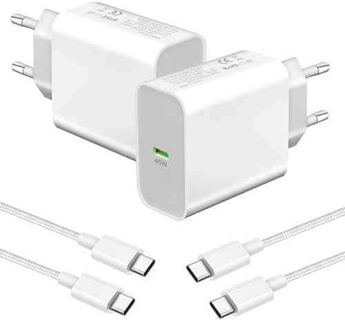 45W Cargador para Samsung Carga Rapida,2-Pack USB C Enchufe y Cable Cargador para Samsung Galaxy S26 Ultra/S25/S23 Plus/S24 FE/S22+/S21 A57 5G A56 A55 A37 A27 A36 A26 A54 A53 Tipo C Adaptador Cabezal