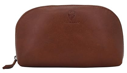 GERMANUS Helge Sminkväska i äkta läder – sminkväska, Brun, 23 x 13 x 6 cm, Samtida