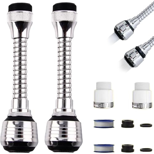 Wasserhahn Verlängerung, Faucet Extender, Wasserhahn Verlängerung Flexibel, 360 Grad Drehbarer Wasserhahn Aufsatz, 14.5 cm, Wassersparer Für Wasserhahn, Geeignet Für Küche und Bad