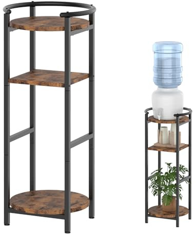 Soporte dispensador de agua de madera (36.5 pulgadas de alto y 11.8 pulgadas de ancho), soporte de piso para dispensador de botellas de 1 a 5 galones, soporte de jarra de agua con 2 estantes redondos,