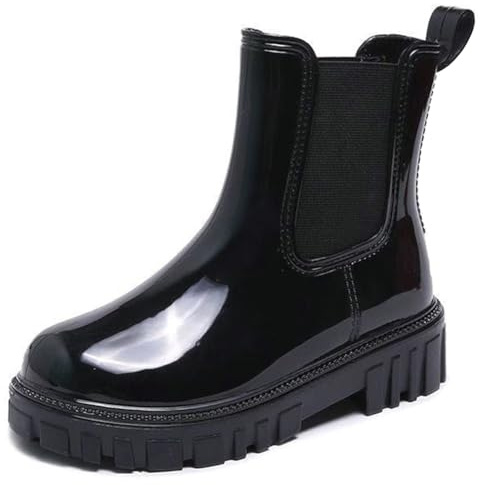Harssidanzar Donna Stivaletti Pioggia Impermeabili Chelsea Boots,Stivali da pioggia antiscivolo e scarpe da giardino per donne con solette confortevoli HL211EU