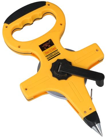 Focenat 50mx15mm Bandmaß,Bandmaß aus Glasfaser,Ergonomischer & rutschfester Maßband,Maßband-Clip,Rollbandmaß mit ausklappbare Kurbel,Offenes Rollbandmaß,für technische Messungen und den Heimgebrauch