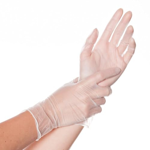 FRANZ MENSCH 1000 Stück Hygonorm Vinylhandschuhe Classic Fit | gepudert, transparent, 9/L, L: 24cm, Karton, Einmalhandschuhe, Einweg- Handschuhe, Vinylhandschuhe