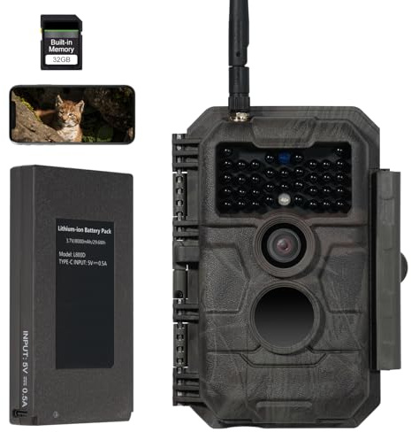 GardePro E6P MAX Wildlife Camera, WiFi Bluetooth, Rechargeable 8000mAh Battery, Built-in 32GB SD Card, 48MP 1296p, No Glow Night Vision, E6PMB Trail Camera Motion Activated Waterproof