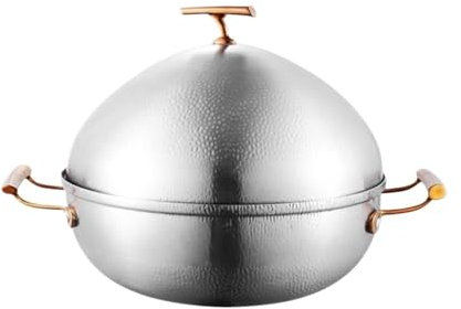 Fondue Olla Hot Pot Olla Caliente De Acero Inoxidable Shabu, Olla Caliente, Olla De Sopa Antigua Con Tapa For Olla Caliente Familiar Fondue Queso(Blue,Silver,30cm)