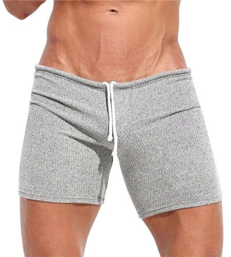 Generisch Boxer sexy pour homme - Short court sexy - Taille basse - Short pour homme - Coupe ajustée - Short moulant sexy pour les vacances - Pantalon de sport - Pantalon de loisirs, gris, M