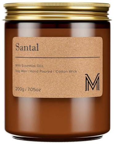 M&SENSE Doftljus i glas 200 g – antal naturligt sojawax-ljus med 40 h brinntid, gåva för kvinnor och män (badrum, yoga, aromaterapi)