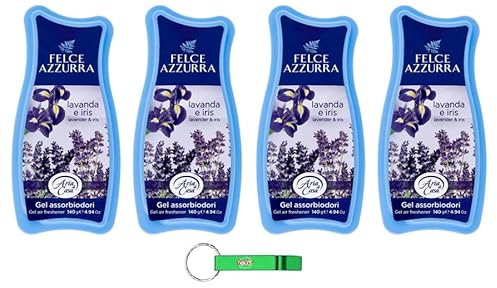 Felce Azzurra - 4 deodorante gel – Assorbente con lavanda e iris, 140 g + portachiavi Beni Culinari