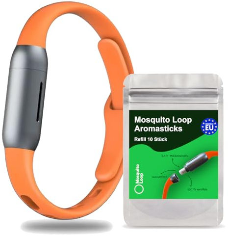Mosquito Loop Mückenarmband Orange + Aromastick Refiller 10er