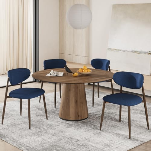 COLAMY Küchenstuhl Esszimmerstühle 4er Set, Moderne Polsterstuhl Essstühle mit Fester Rückenlehne, Stoff Esszimmerstühl mit Metallbeinen für Esszimmer, Küche, Restaurant, Blau