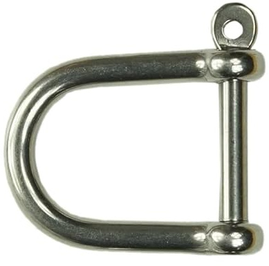 KAMERO Edelstahl Schäkel, Breite Öffnung, 12mm, verlierbarer Bolzen, Gerade Form, V4A Edelstahl
