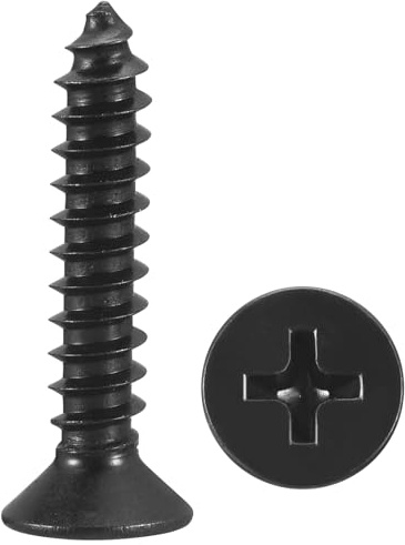 METALLIXITY Countersunk Phillips Wood Screws (#6x5/8) 200Pcs, Carbon Steel Coarse Thread Phillips Drive Flat Head Wood Screws - for Furniture Installation Repair, Black