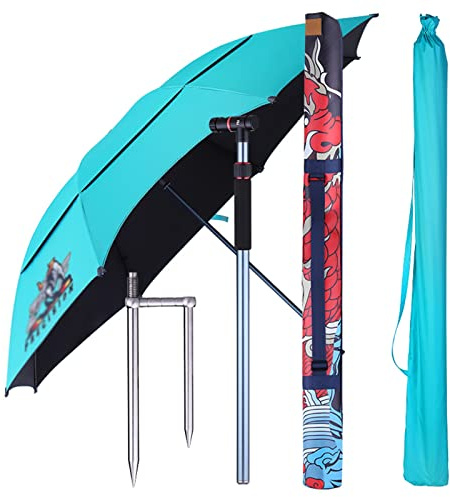 Garden Parasol,Waterproof Fishing Outdoor Shade Umbrellas Parasol Umbrella Beach with Sun Protection, 360° Rotation, Rain and Wind Proof, for Backyard Gardens Pa